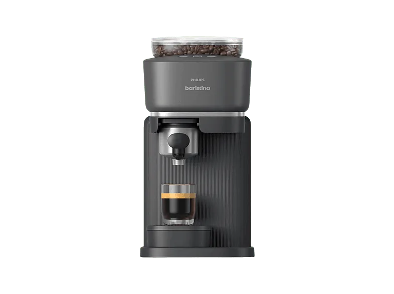 Cafetera express - Philips Baristina BAR300/60, Molinillo cerámico, 16 bares, Café en grano, 4 programas, 1550 W, 1,2L, 30s, IA, 72 dB, 3 años, Negro