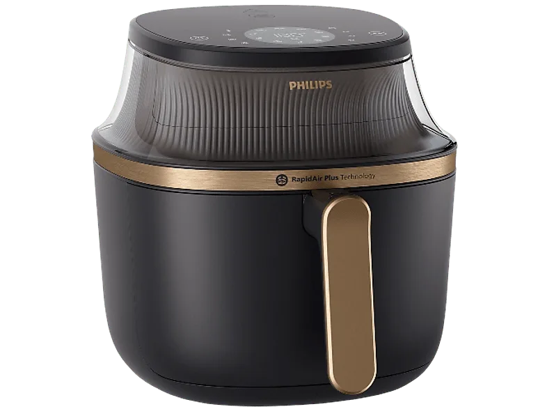 Freidora de aire - Philips Airfryer NA342/00 serie 3000, 7,2 L, 2000 w, 200 °C, 16 Programas, Tecnología RapidAir Plus, Pantalla Táctil, Negro/Oro