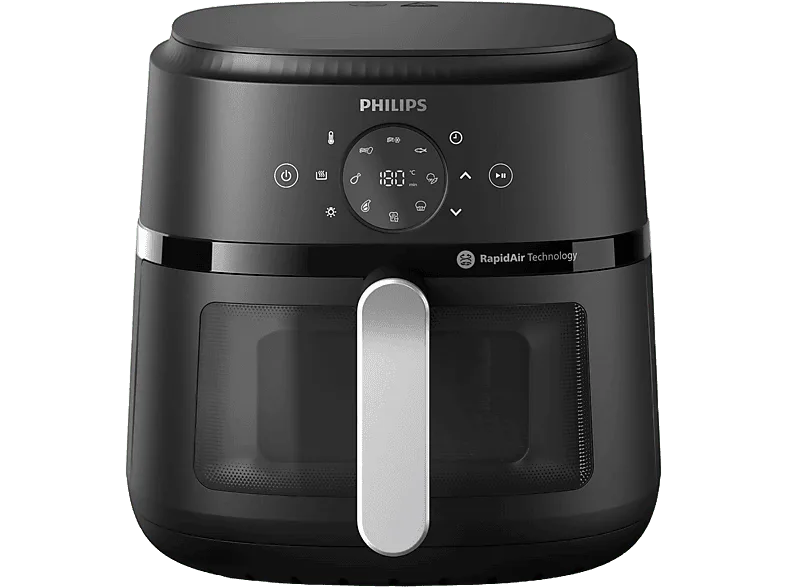 Freidora de aire – Philips Airfryer NA231/00, Con ventana, 6.2 L, 1700W, Tecnología Exclusiva RApidAir, Negro, Plata (imagen 1 de 3)
