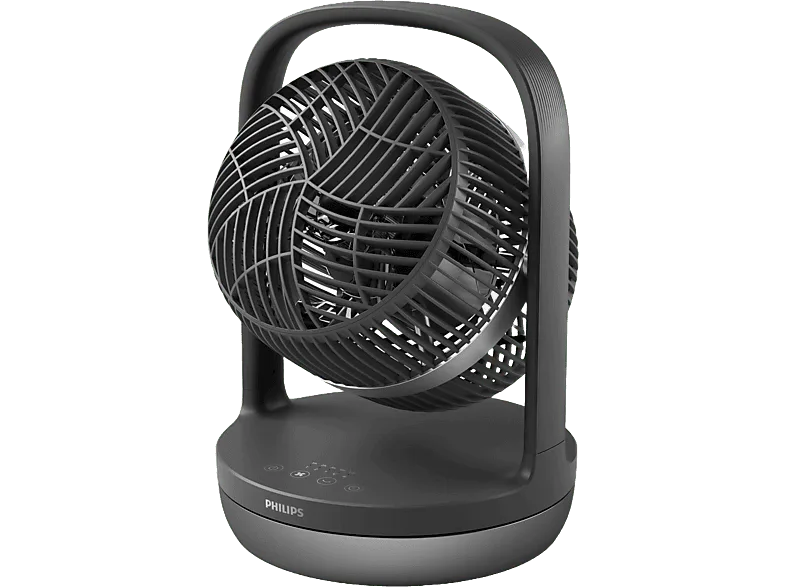 Ventilador de sobremesa - Philips CX3050/01,3 velocidades, 27 W, Máxima refrigeración, Ultrasilencioso, Temporizador, Negro