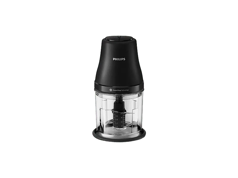 Mini picadora - Philips Picadora 3000 450W 1L HR1501/00, Recipiente de 1 l, Tecnología PowerChop, Acero inoxidable extraíbles, Negro