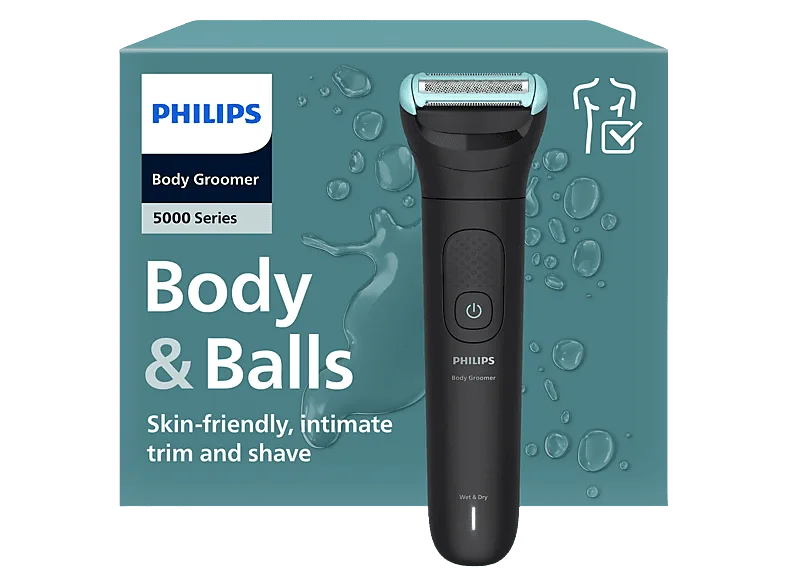 Afeitadora corporal - Philips BG5475/15, 3 Peines-guía bidireccionales (2, o 5 mm), Cepillo de limpieza y Accesorio plegable trasero, 100min, Negro