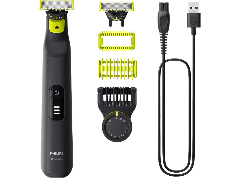 Barbero - Philips One Blade Pro QP6542/15, maquinilla de afeitar cara y cuerpo, cuchilla 360, uso en seco mojado, 14 longitudes, autonomía 90 min