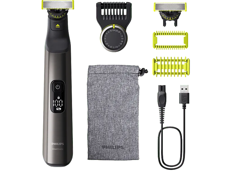 Barbero - Philips One Blade Pro QP6552/15, maquinilla de afeitar cara y cuerpo, cuchilla 360, uso en seco mojado, 20 longitudes, autonomía 120 min