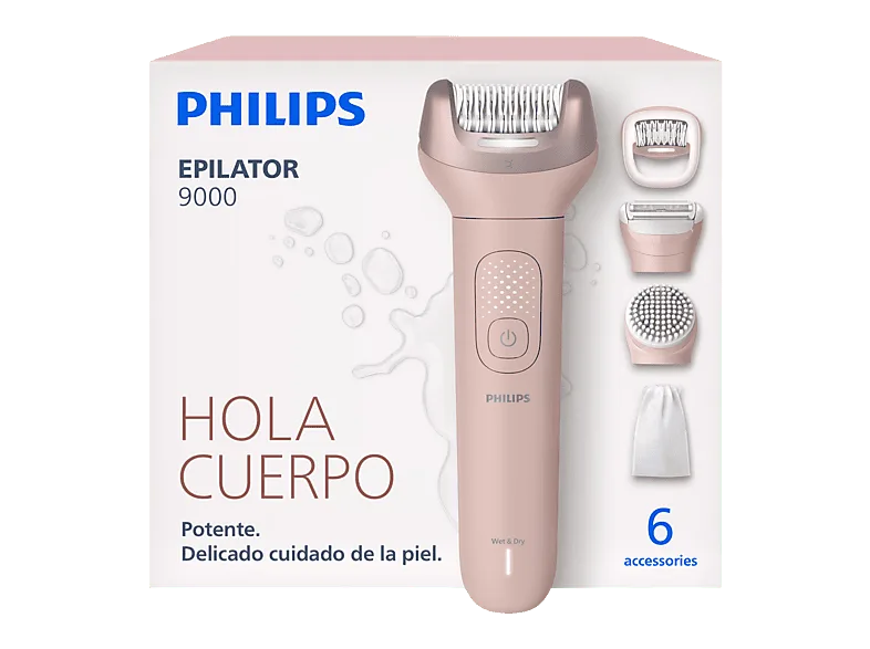 Depiladora - Philips BRE718/00, Serie 9000, ProGuide 360°, 32 pinzas cerámica, Cuerpo, Axilas y Bikini, Seco Mojado, 60 min, Sin cable, LED