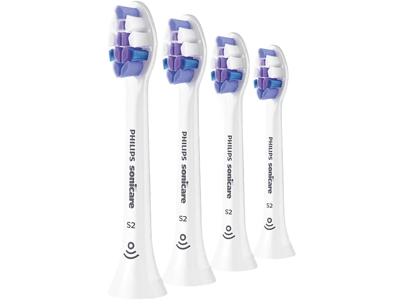 Recambio para cepillo dental - Philips Sensitive HX6054/87, Sonicare, 4 Cabezales de recambio, Control antiplaca, S2 Sensitive, Blanco
