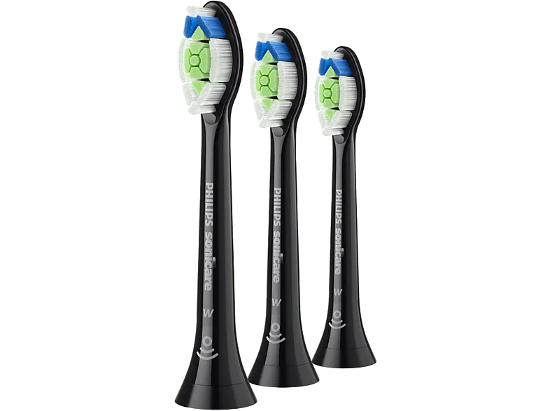 Recambio para cepillo dental - Philips Optimal White HX6063/88 , Cabezal Sonicare, Pack 2+1, Blanqueador, Control antiplaca, Suavidad media, Negro