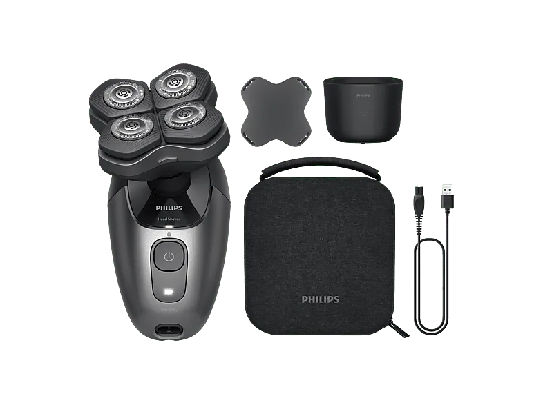 Afeitadora - Philips Head Shaver Pro 7000 HS7980/15, 90 min, Cabezal 360°, ComfortCut, PowerAdapt, Carga Rápida, Negro (imagen 1 de 3)