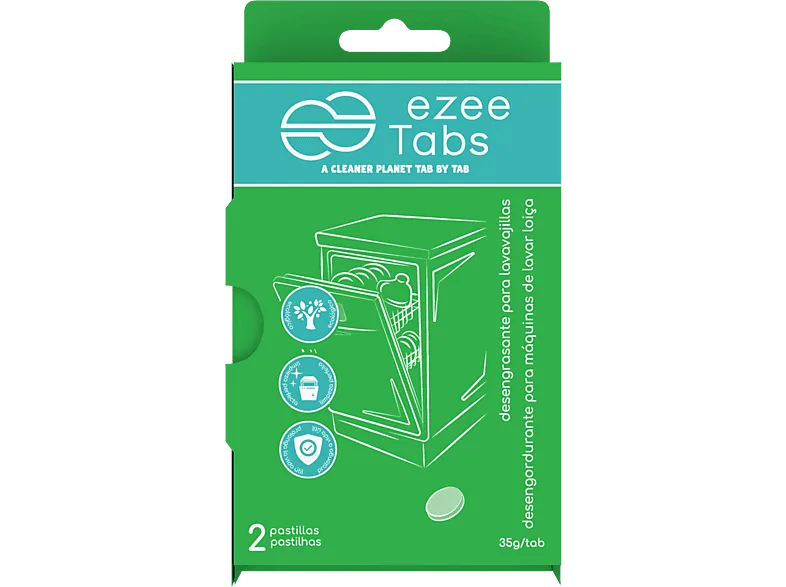 Limpiador - Ezeetabs Desengrasante para lavavajillas, 2 pastillas, 35 gr, Verde
