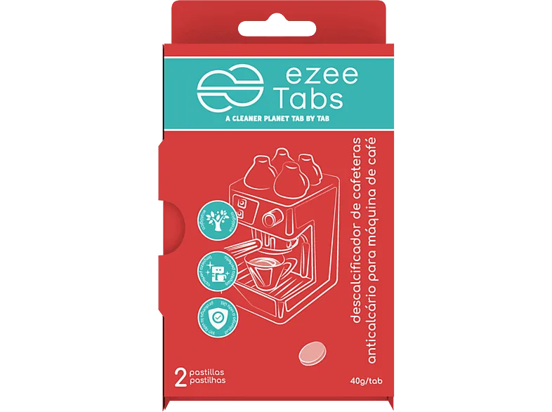 Limpiador - Ezeetabs, Descalcificador para cafeteras, 2 pastillas, 35 gr, Rojo