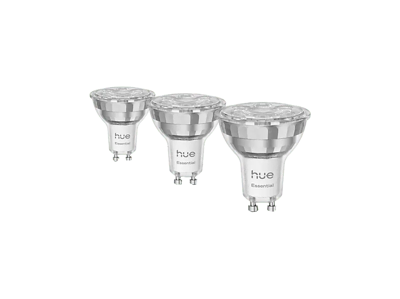 Bombilla Inteligente - Hue Essentials LED GU10 4,7W, 345 Lúmenes, RGB, Compatible Con Alexa, Google, AppleHomekit, 3 bombillas