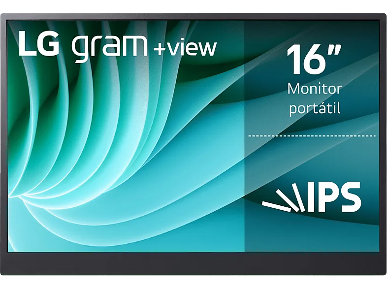 Monitor portátil - LG 16MR70, 16" WQXGA, 60 Hz, 5 ms, IPS, 2x USB-C, Compatible con PC y smartphones, Plata