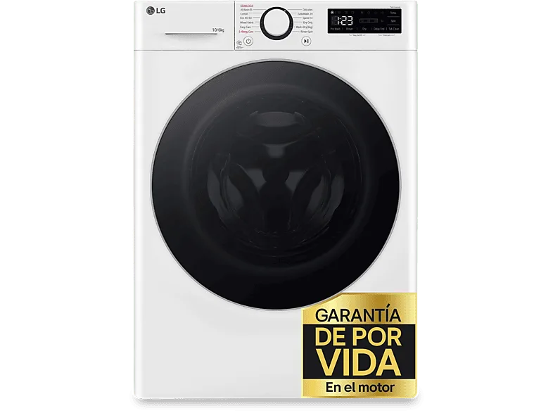 Lavadora secadora - LG F4DR6010A1W, 10 kg / 6 kg, 1400 rpm, 12 programas, AI Direct Drive™, TurboWash™360˚, Blanco