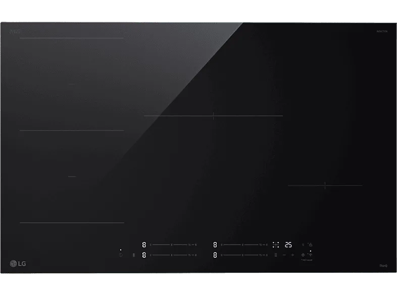 Placa inducción - LG CBIZ3035B, 4 zonas, 2 zonas Flex, 80 cm, Cristal negro (imagen 1 de 3)