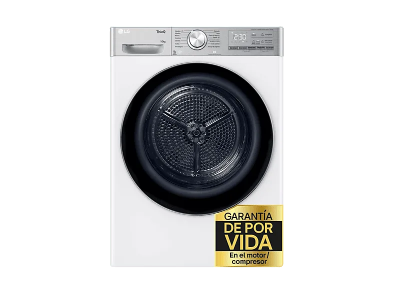 Secadora bomba de calor - LG RH10V9AV2WR, 10 kg, 14 programas, Display LED, Dual Inverter Compressor™, Eco Hybrid™, Blanco