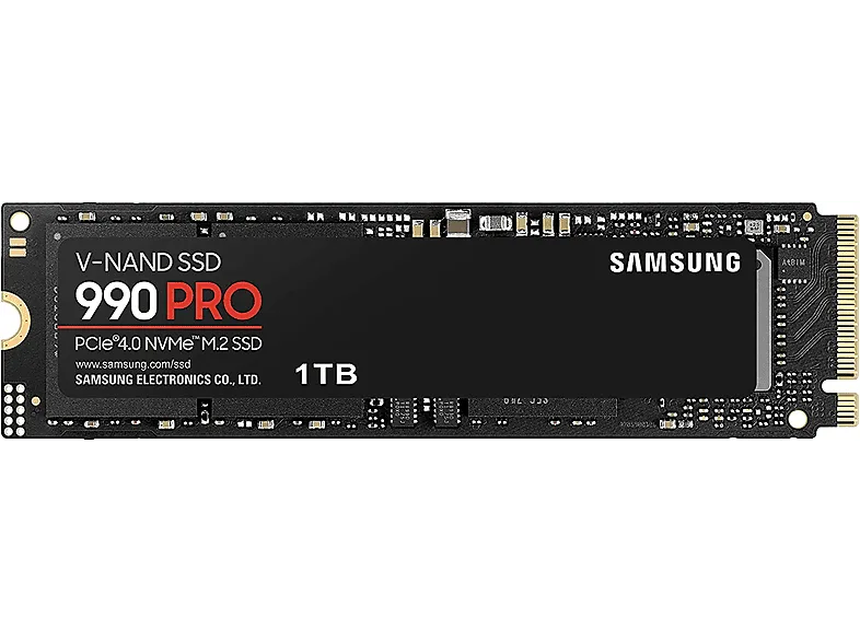 Disco duro SSD Interno 1 TB - Samsung 990 PRO MZ-V9P1T0BW, Interno, PCI Express 4.0, M2, 7450 MB/s, Negro