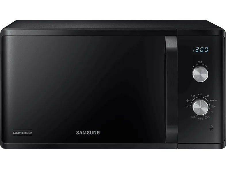 Microondas con grill - Samsung MG23K3614AK/E1, 800 W, 6 niveles, 23l, Descongelación rápida, Negro