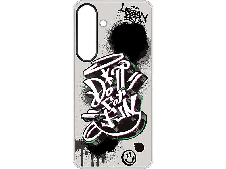 Funda móvil - Samsung Flipsuit Rugerizada, Para Galaxy S25, Transparente y borde negro con pegatina (imagen 1 de 2)