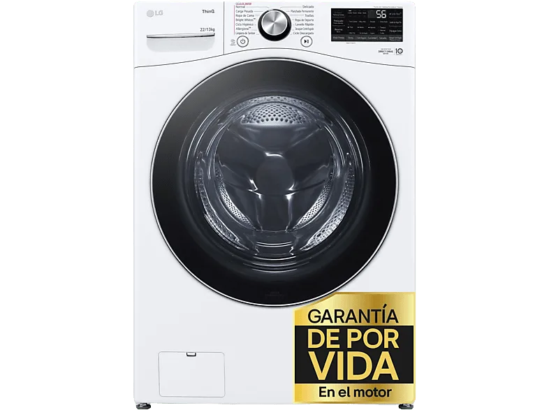 Lavadora carga frontal - LG F0P3CYV2W, 20 kg, 1000 rpm, 14 programas, TurboWash™ 360˚, Steam™, Blanco (imagen 1 de 3)