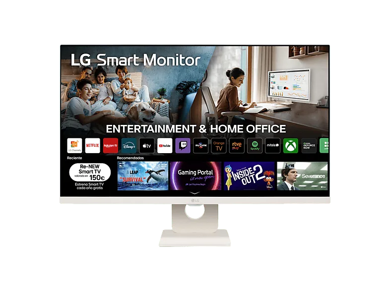 Monitor - LG 27U511SA-W, 27" Full-HD, 100 Hz, 5 ms, Smart Monitor, IPS, 2x HDMI, HDR10, Altavoces incorporados, Blanco