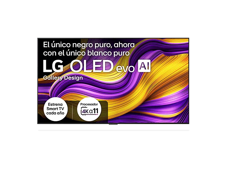 TV OLED 65" - LG OLED65G54LW, 4K, Procesador Inteligente α11 AI Processor 4K Gen2, Smart TV, Gallery Design, Rocky Black