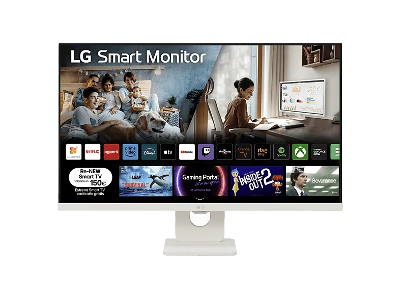 Monitor - LG 27U731SA-W, 27" UHD 4K, 60 Hz, 5 ms, Smart Monitor, IPS, 2x HDMI, HDR10, Altavoces incorporados, Blanco