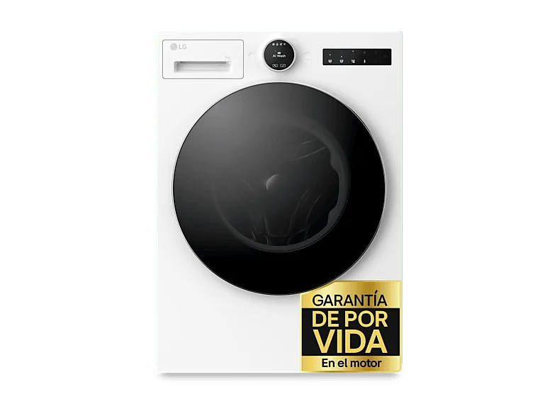 Lavadora carga frontal - LG F4X9009TWCE, 9 kg, 1400 rpm, 23 programas, TurboWash™ 360°, Selector LCD, Clase A-60%, Blanco (imagen 1 de 3)
