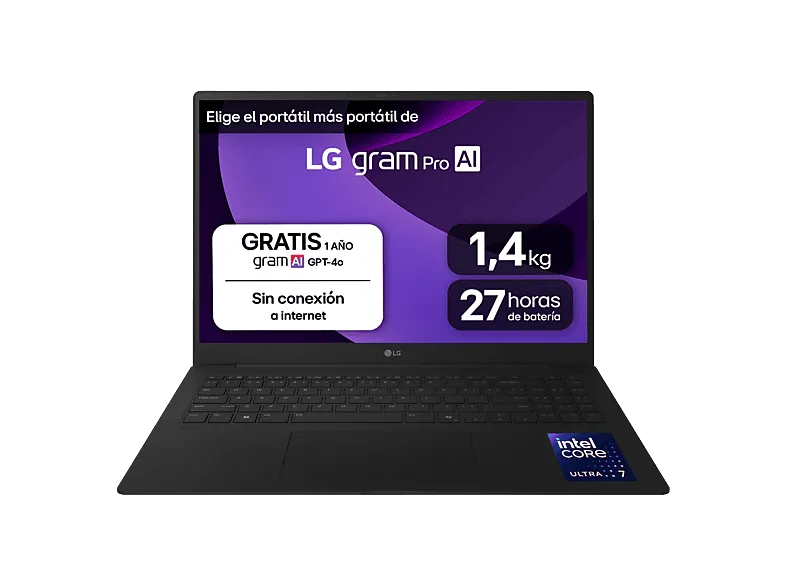 Portátil - LG 16Z90TR-E.AD88B, 16" WQXGA, Intel® Evo™ Edition Core™ Ultra 7-255H, 32 GB RAM, 1 TB SSD, GeForce RTX™ 5050, W11H