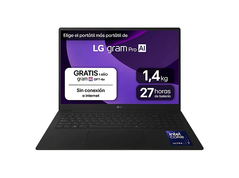 Portátil - LG 17Z90TR-E.AD88B, 17" WQXGA, Intel® Evo™ Edition Core™ Ultra 7-255H, 32 GB RAM, 1TB SSD, GeForce RTX™ 5050, W11H