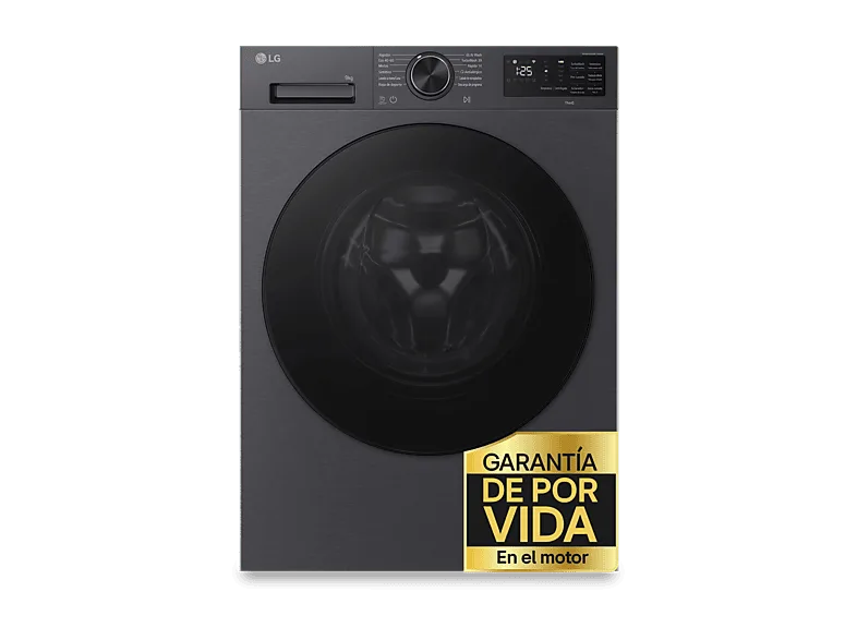 Lavadora carga frontal - LG F4X5009TBB, 9 kg, 1400 rpm, 12 programas, TurboWash 360º, Clase A-40%, Acero Grafito Mate (imagen 1 de 3)