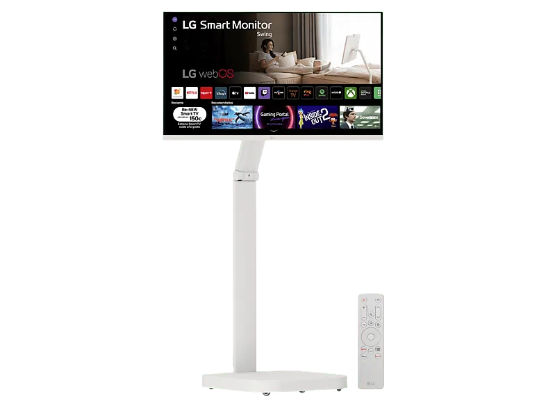 Monitor - LG Smart Swing 32U721SAW-W, 32" UHD 4K, 60 Hz, 5ms, VA, Altavoces Incorporados, Blanco