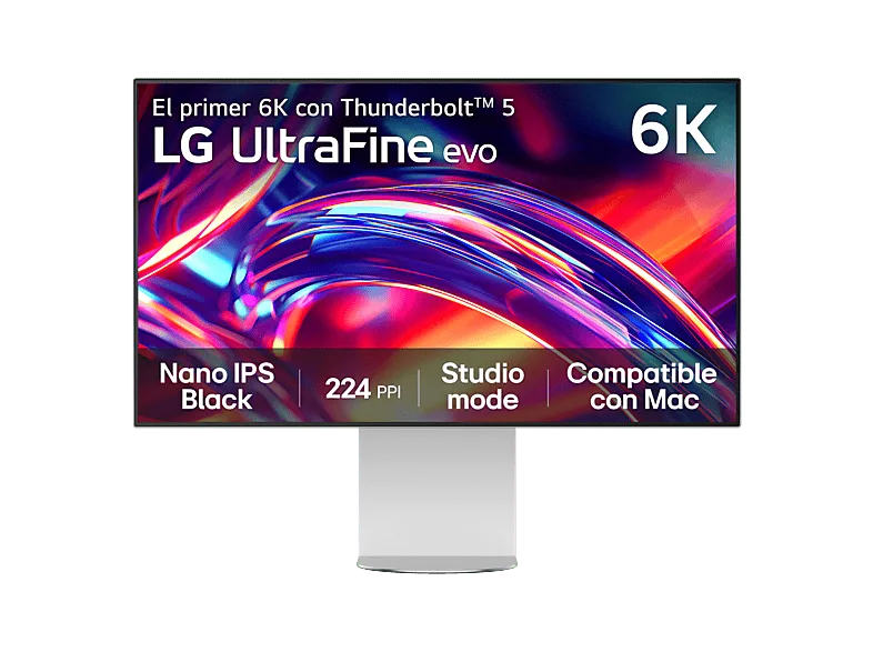 Monitor - LG 32U990A-S, 32" 6K, 60 Hz, 5 ms, NANO IPS Black, Thunderbolt 5, Altavoces incorporados, Altura Ajustable, Plateado