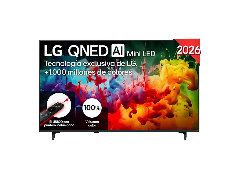 TV QNED Mini LED 50" - LG 50QNED72B6B, UHD 4K, Procesador Inteligente α7 AI Processor 4K Gen9, Smart TV, DVB-T2 (H.265), Negro