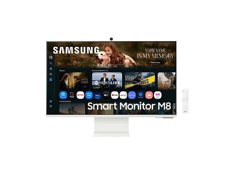 Monitor - Samsung SMART M80F LS32FM801UUXEN, 32" UHD 4K, 60 Hz, 4 ms, VA, Altura ajustable, Blanco