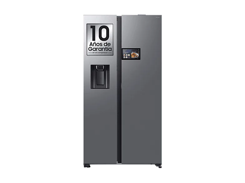 Frigorífico americano - Samsung Bespoke AI RS90F64EETEF, Mono Cooling, No Frost, 178.4 cm, 621 l, Dispensador de agua y hielo, Balda Botellero, Inox