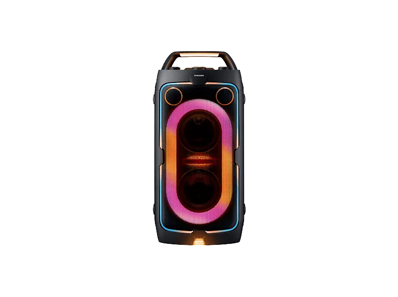 Altavoz de gran potencia - Samsung MX-ST40F/ZF, Portátil para fiestas, Asa transporte y ruedas, Iluminación personalizable, Aut 12h, 160 W, Negro