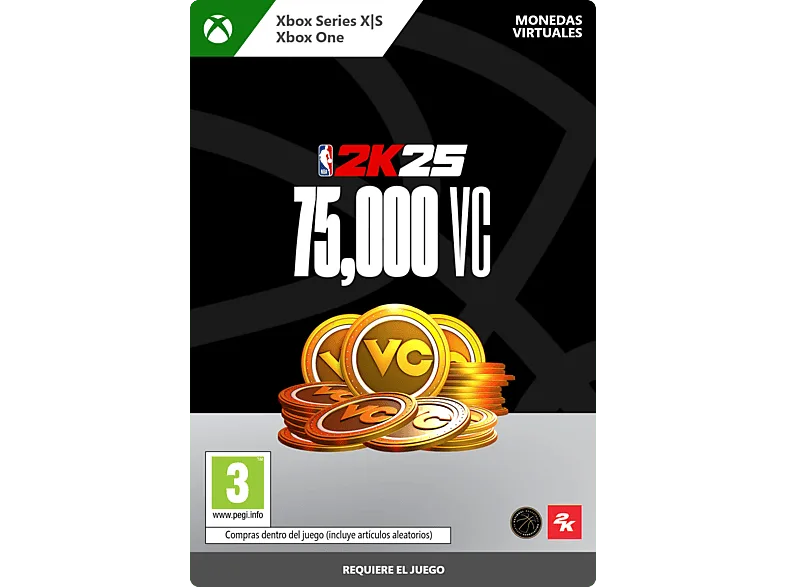 Xbox Series X S & One NBA 2K25. Pack de 75 000 VC (Código descarga)
