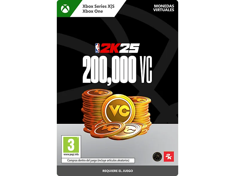 Xbox Series X S & One NBA 2K25. Pack de 200000 VC (Código descarga)