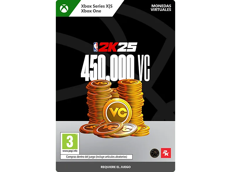 Xbox Series X S & One NBA 2K25. Pack de 450 000 VC (Código descarga)