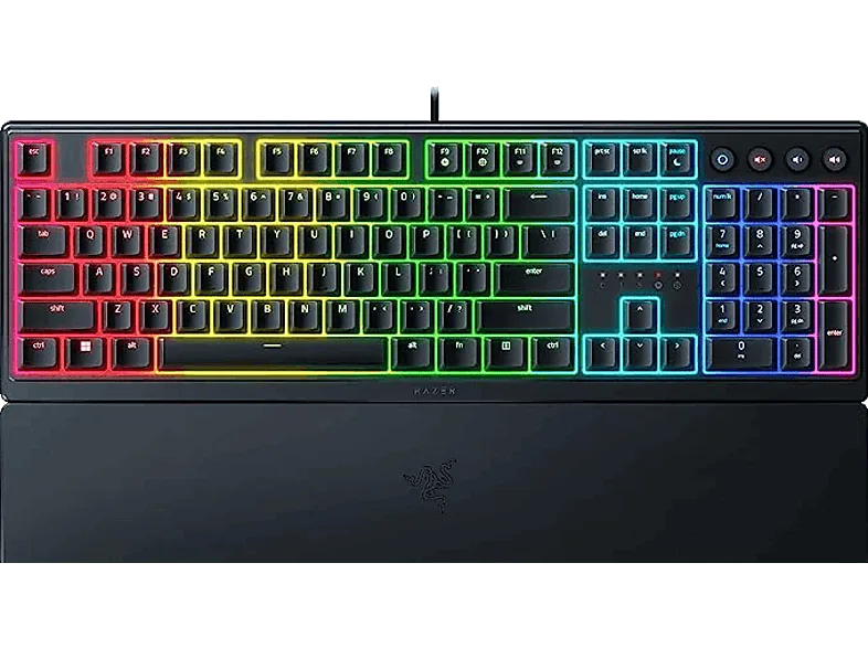 Teclado gaming - Razer Ornata V3, Por Cable, Retroiluminación, Ambidiestro, Membrana mecánica, QWERTY, Negro