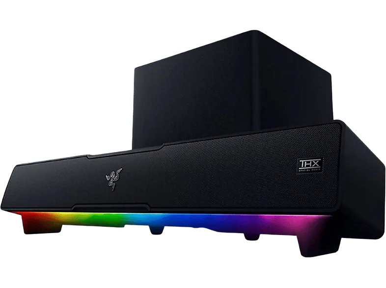 Barra de sonido - Razer Leviathan V2, Con Subwoofer, Para PC, Bluetooth 5.2, Personalización RGB , 18 Zonas iluminación, Negro