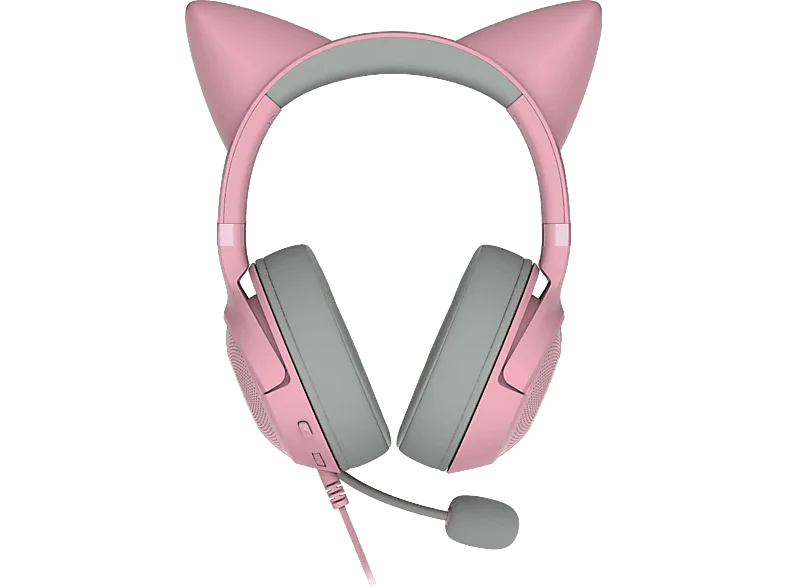 Auriculares gaming - Razer Kraken Kitty V2, Sonido envolvente, Orejas gatito, Micrófono integrado, Rosa