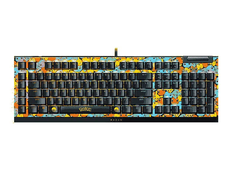 Teclado gaming - Razer BlackWidow V4 X Pokémon Edition, Con cable, USB, Teclas iluminadas RGB, Distribución US, Amarillo