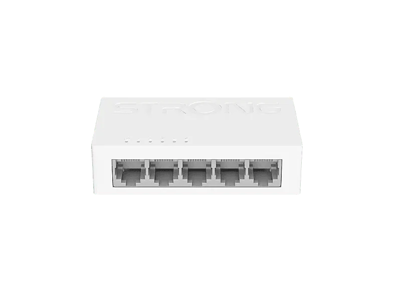 Switch - Strong SW5000P, 5 puertos Gigabit RJ45, 10 Gbps, Plug & Play, Blanco