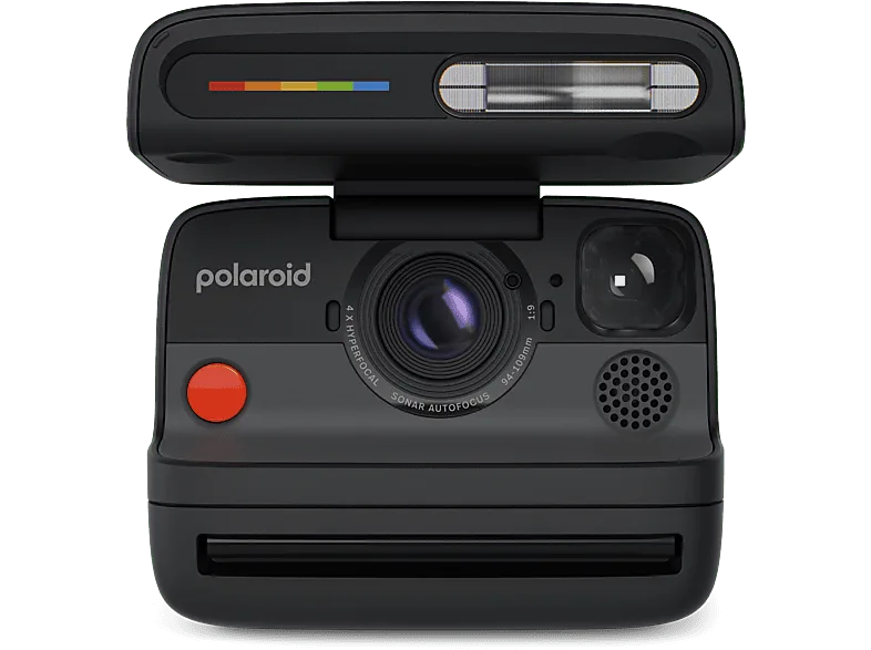 Cámara instantánea - Polaroid Flip + 8 Film Bundle, Sistema hiperfocal 4 lentes, Flash, Negro
