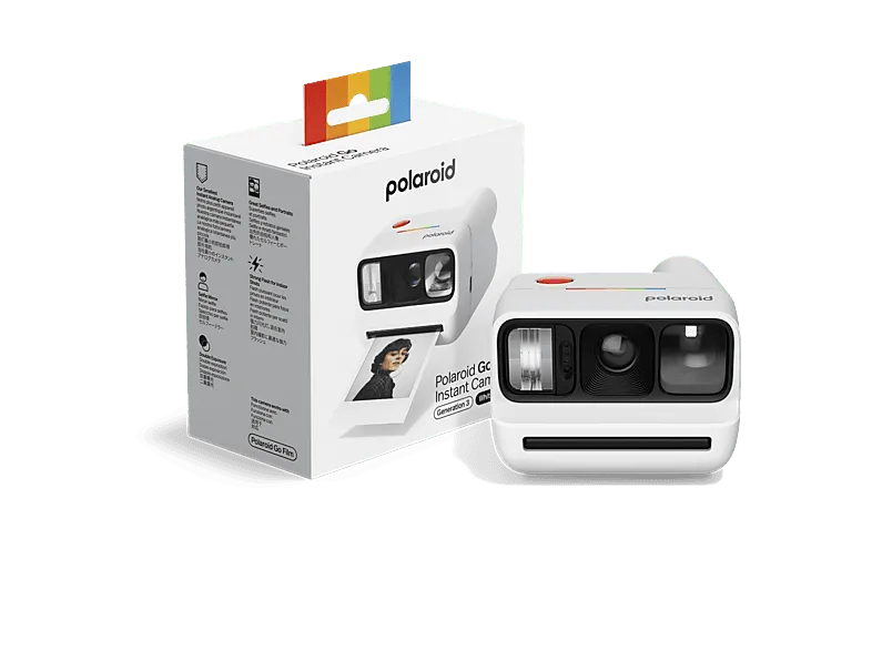 Cámara instantánea - Polaroid Go Gen 3, Espejo para Selfies, Autodisparador, Doble Exposición, Flash, Compatible con la película Go, Blanco