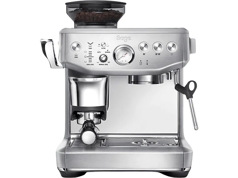 Cafetera express - Sage Barista Express Impress SES876BSS4EEU1, 1850 W, Calefacción Thermocoil, Función 2 tazas, 9 bar, Plata