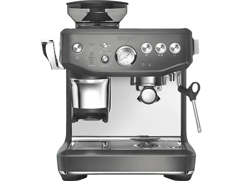 Cafetera express - Sage The Barista Express Impress SES876BST4EEU1, 9 bar, 1850 W, 2 Tazas, Impress™ Puck, Acero inoxidable negro